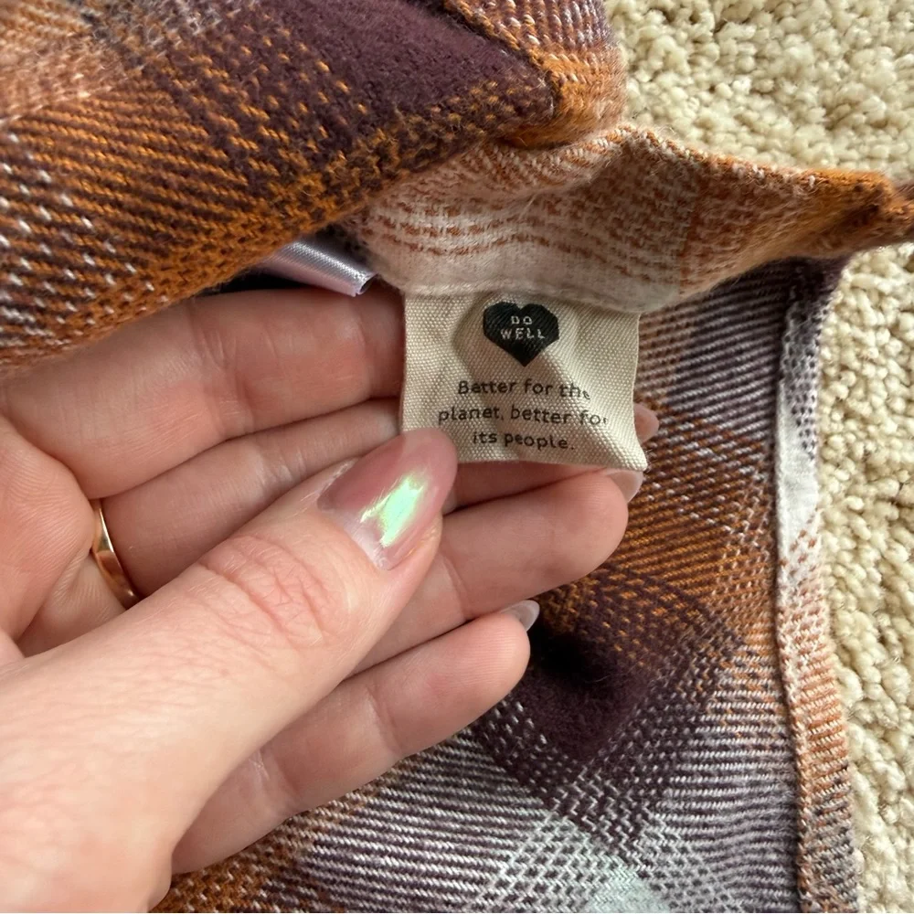 Madewell Plaid Flannel Shirt Womens Size L Button Up 100% Cotton Brown Orange - Picture 4 of 11